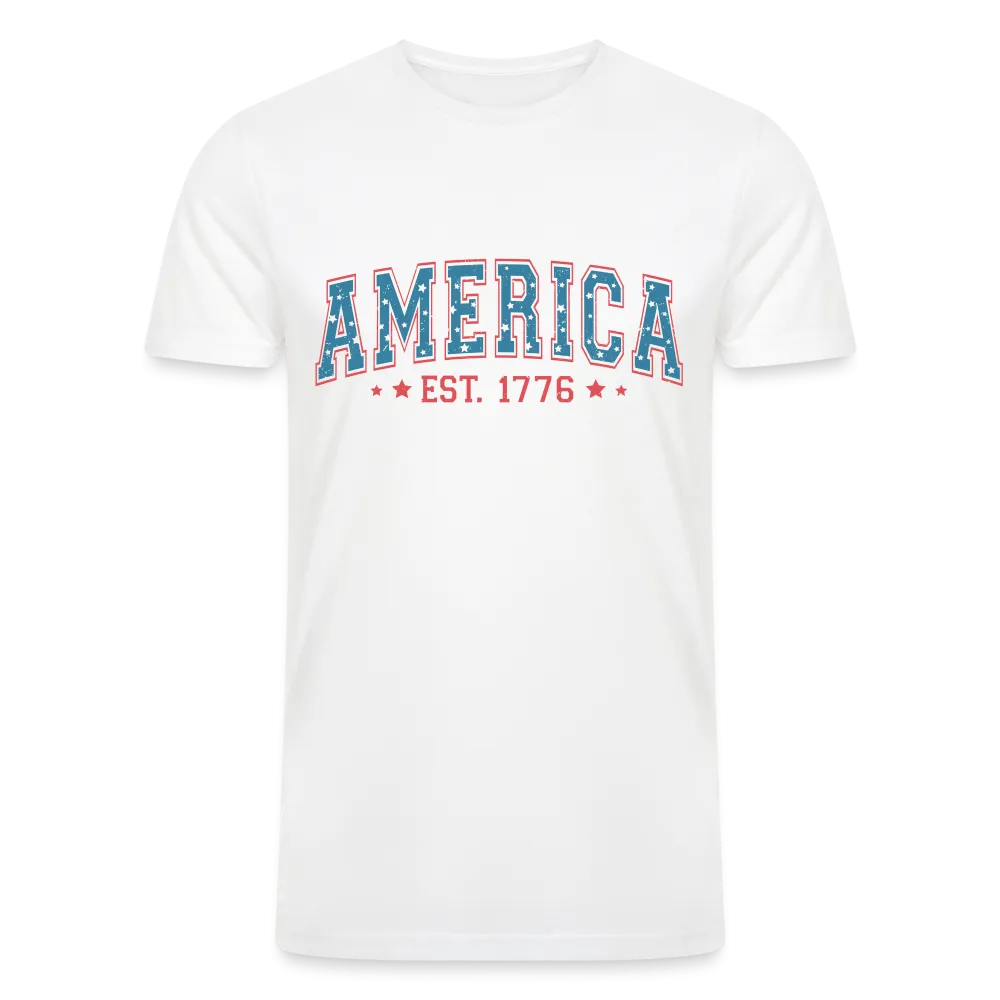 Vintage Americana: Tri-Blend Organic 4th of July Shirt with 'America' Est. 1776