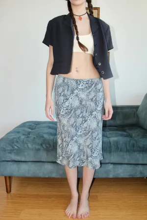 Vintage Retro Silk Snakeskin Midi Skirt (XS/S)