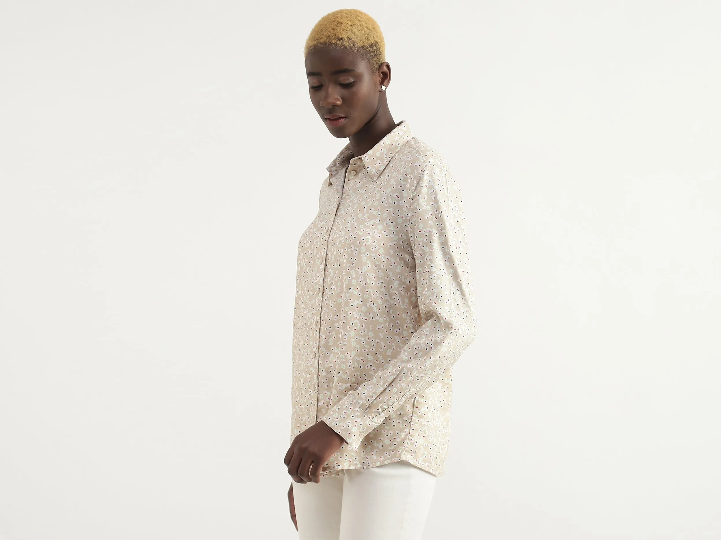 Viscose Printed Spread Collar Women Shirts