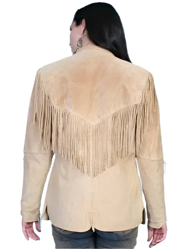 Western Fringe Beige Suede Leather Jacket Coat for Women Cowgirl WFJ206