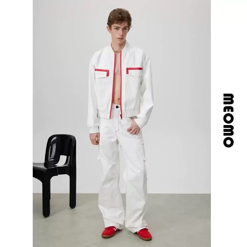 White and Red Faux Leather Jacket