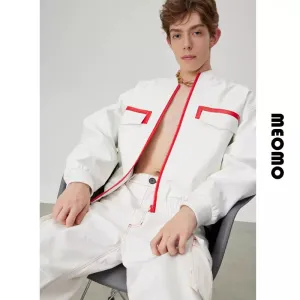 White and Red Faux Leather Jacket