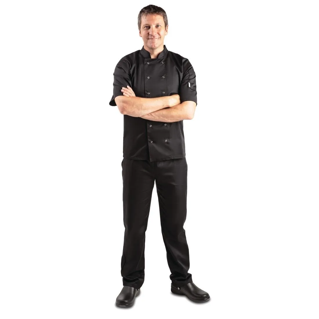 Whites Vegas Unisex Chef Jacket Short Sleeve Black XL