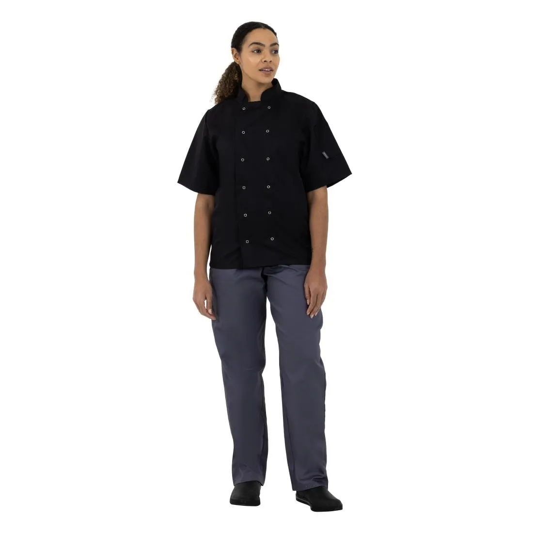 Whites Vegas Unisex Chef Jacket Short Sleeve Black XXL