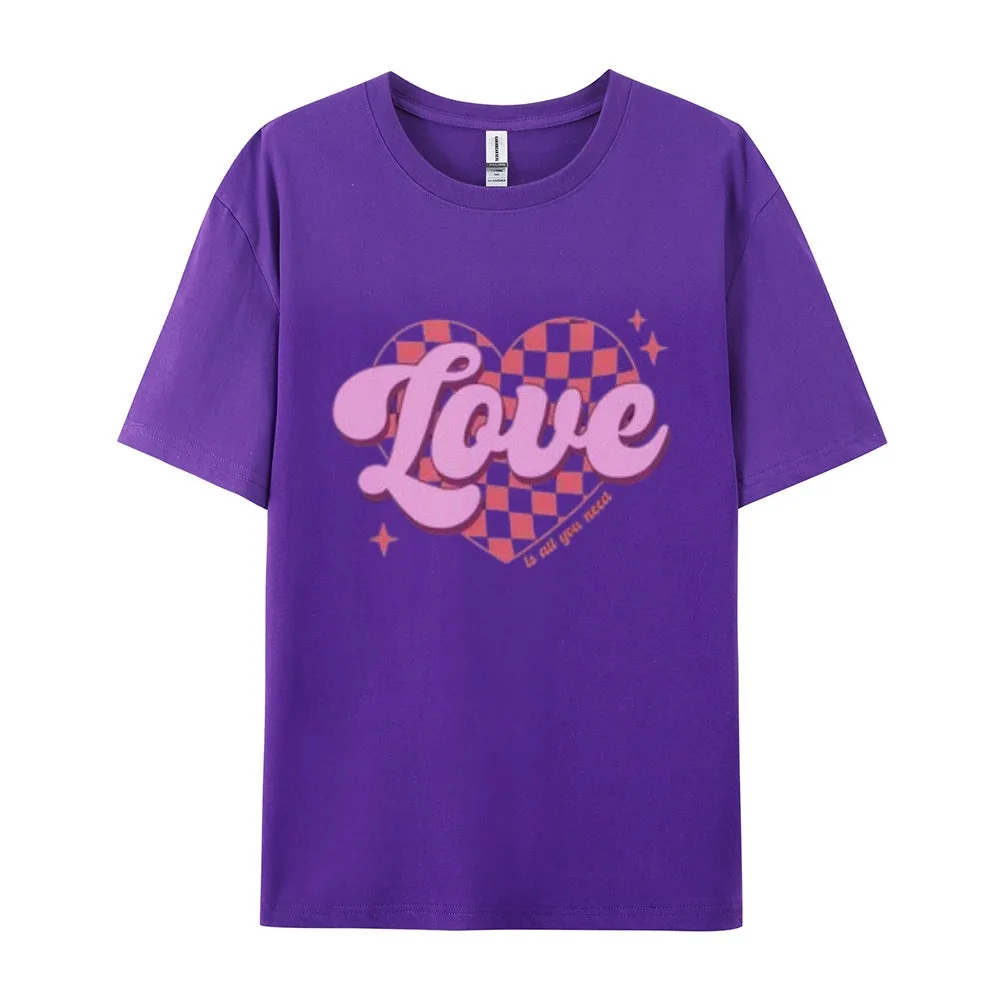 Women Love Pink Heart Valentine's Day Print  Graphic T-shirt