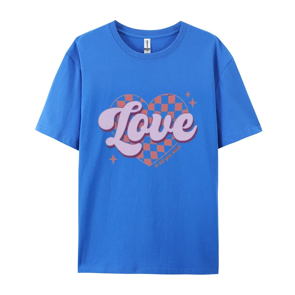 Women Love Pink Heart Valentine's Day Print  Graphic T-shirt