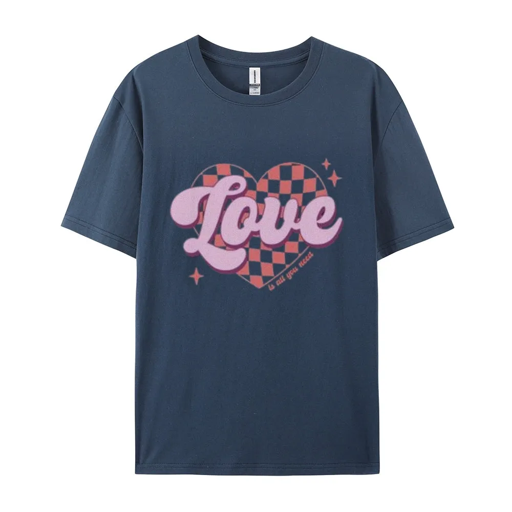 Women Love Pink Heart Valentine's Day Print  Graphic T-shirt