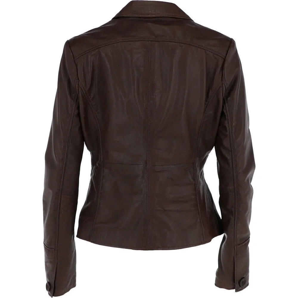 Women's Dark Brown Leather Blazer