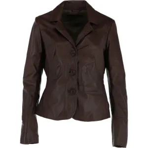 Women's Dark Brown Leather Blazer