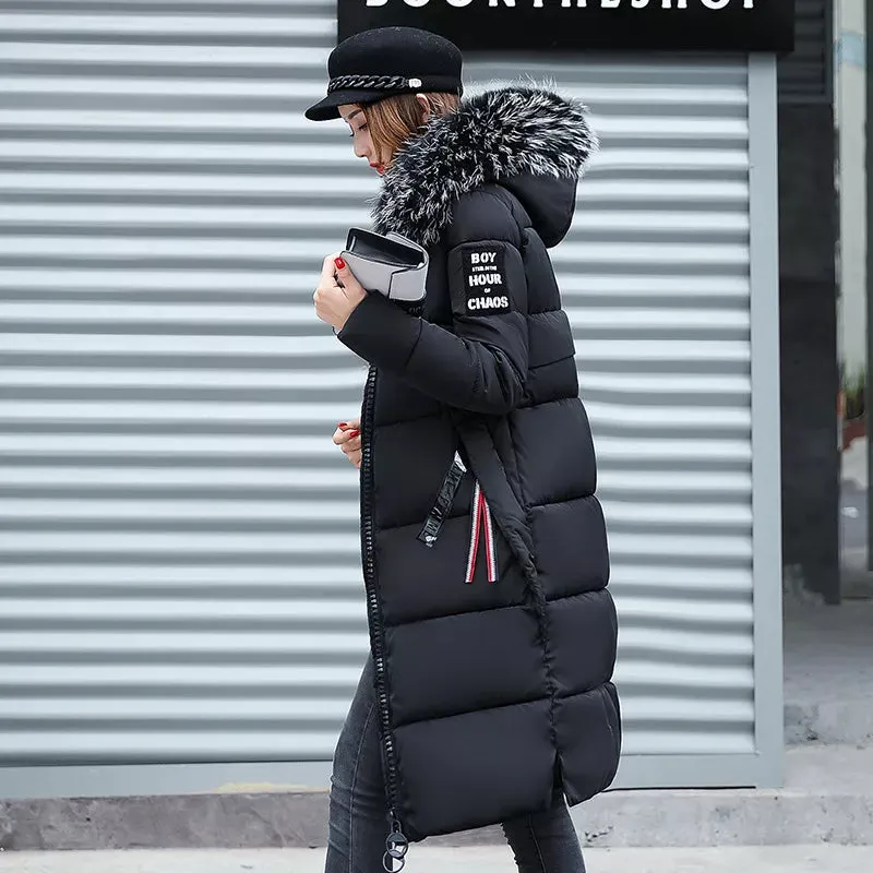 Women's Fridli Long Winter Coat with Fur Collar