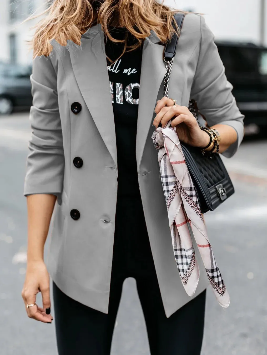 Womens spring style long sleeved double row button suit women's jacket cardigan