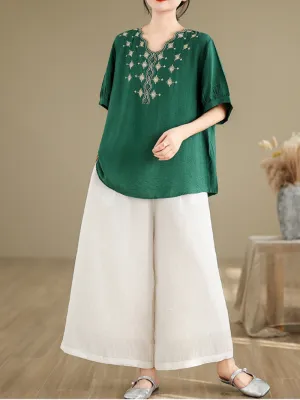 Women's Stylish and Comfortable Embroidery Loose T-shirts Tops