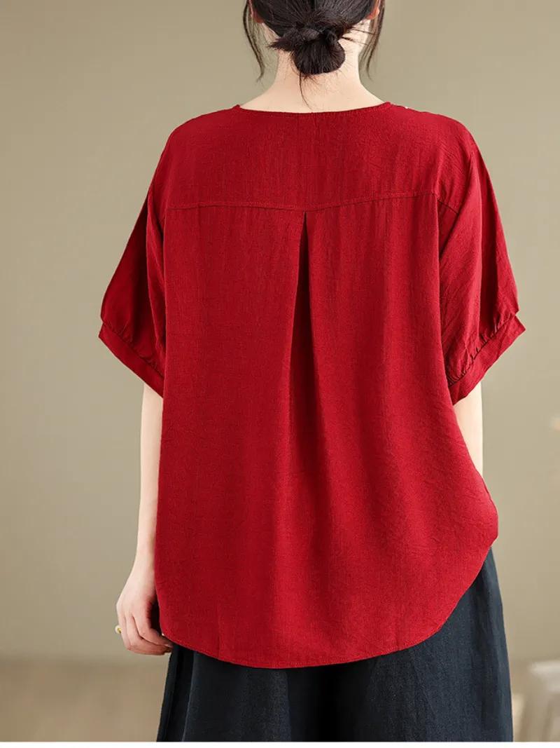 Women's Stylish and Comfortable Embroidery Loose T-shirts Tops