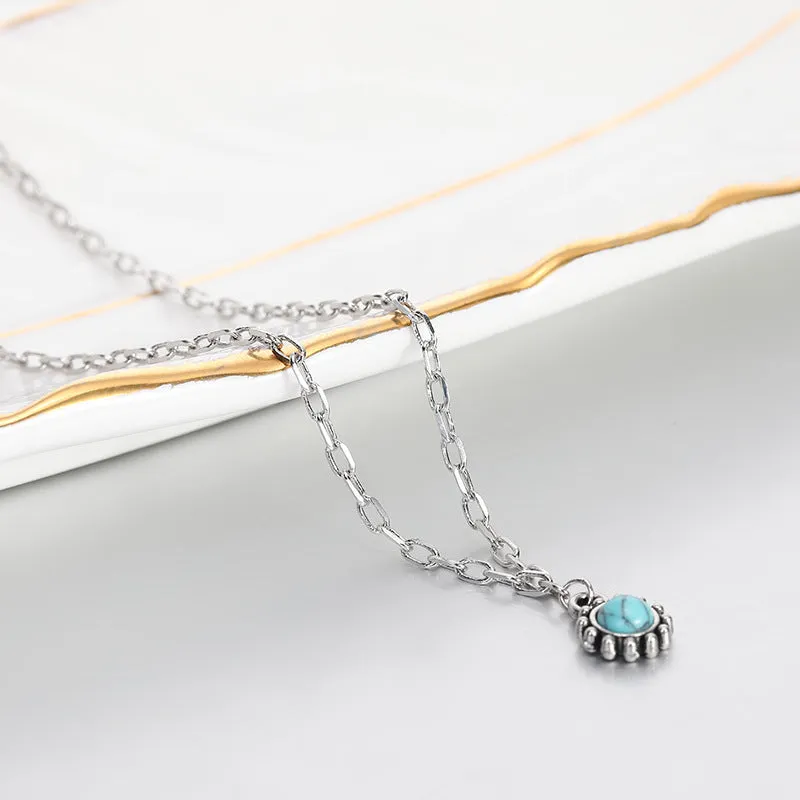 Women's Turquoise Vintage Alloy Pendant