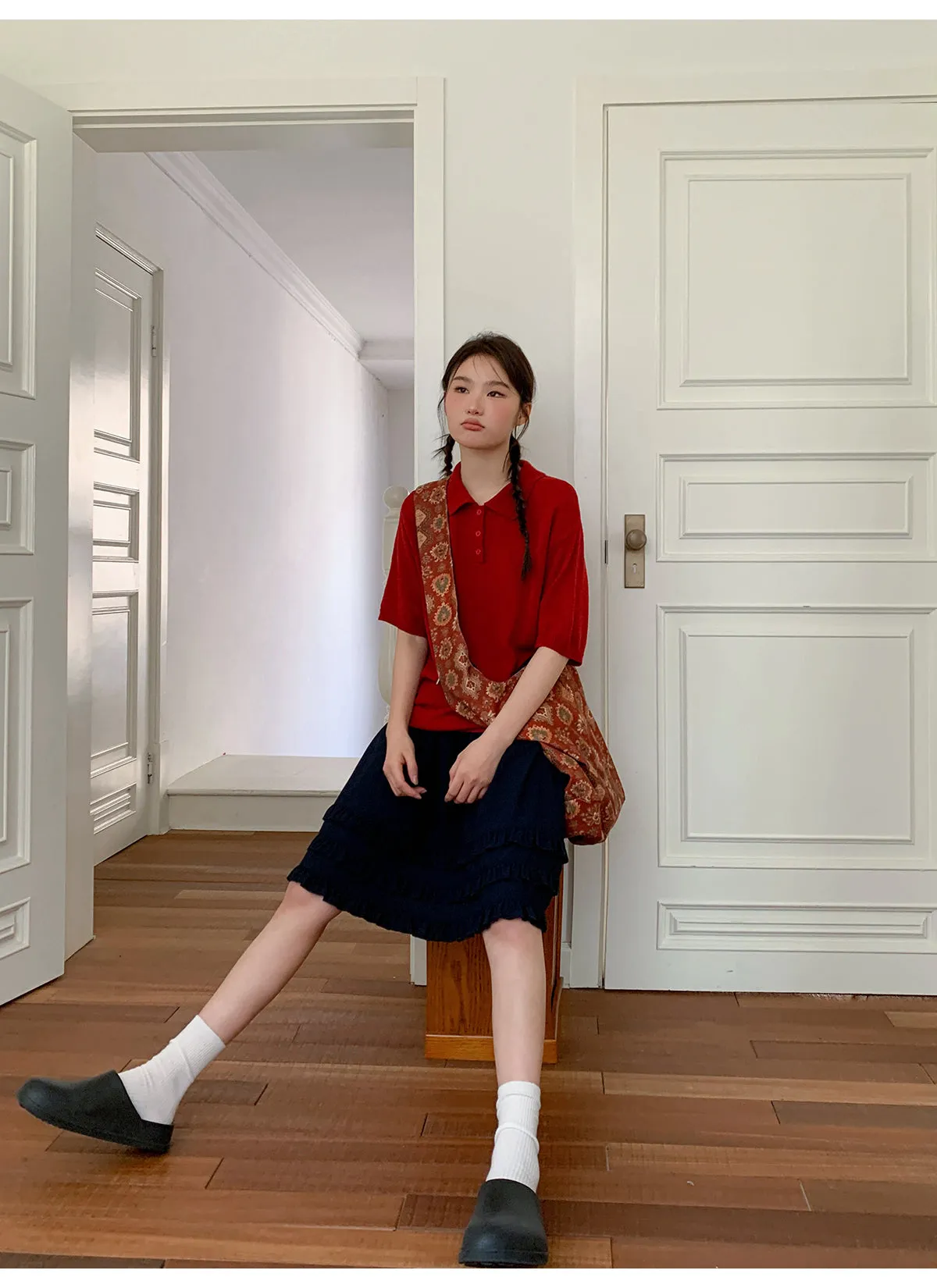 Wooden ear pleat skirt