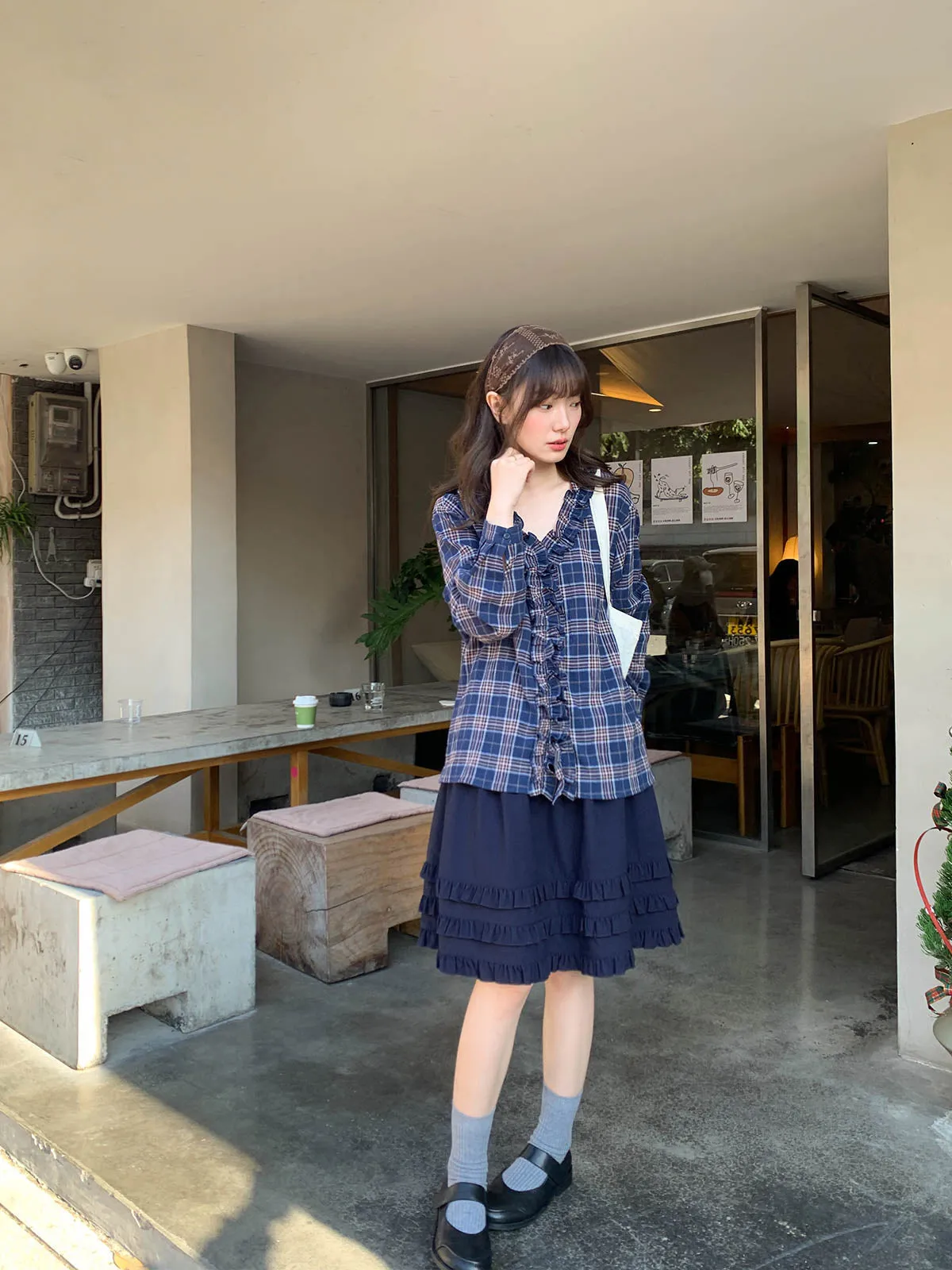Wooden ear pleat skirt