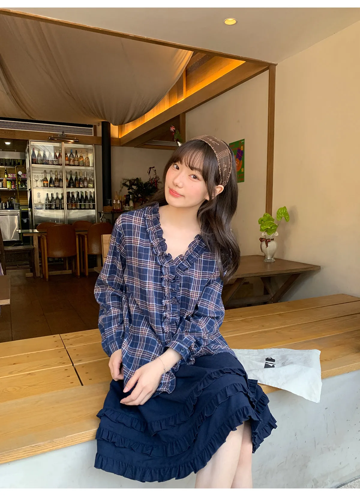 Wooden ear pleat skirt