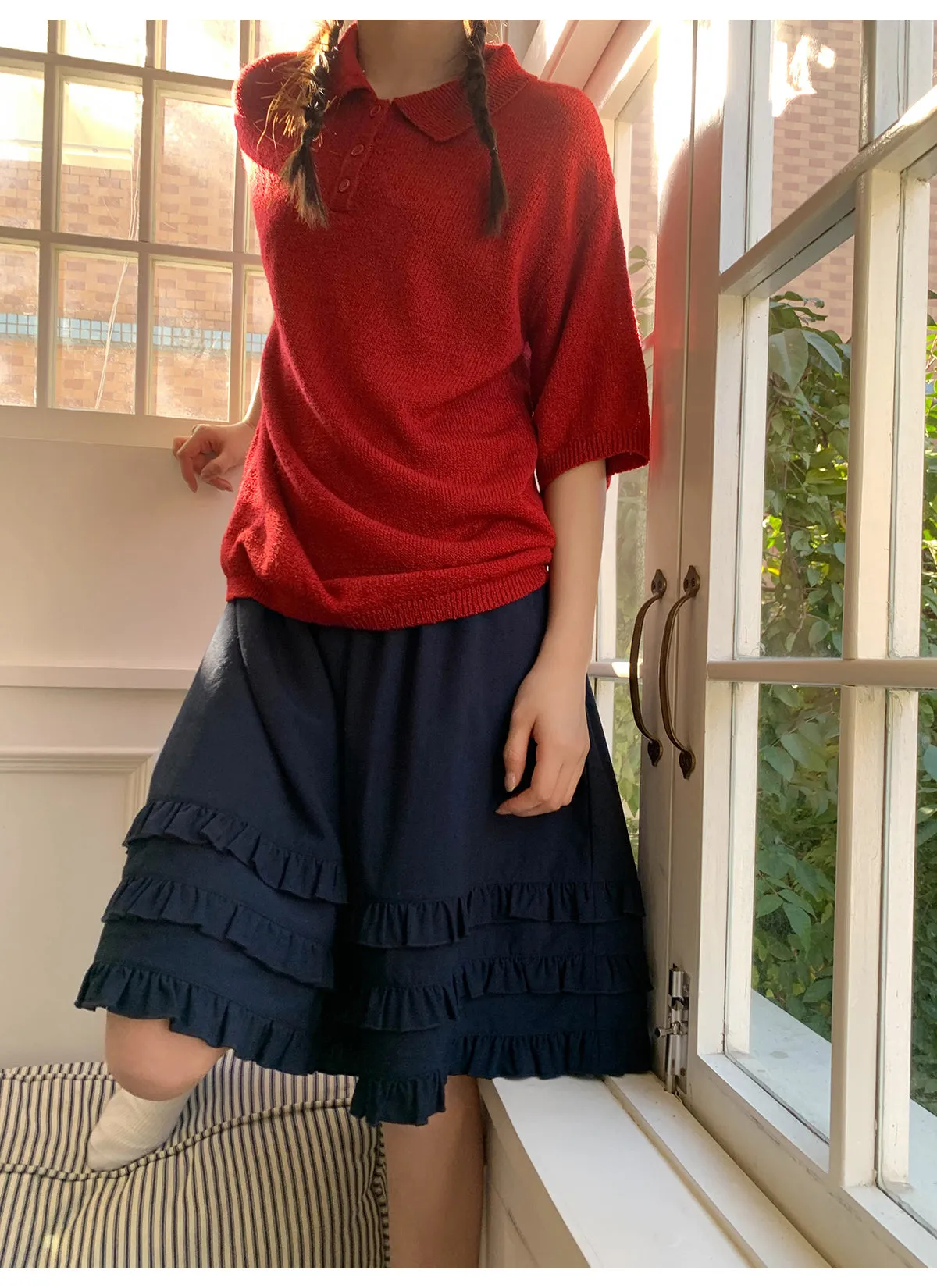Wooden ear pleat skirt