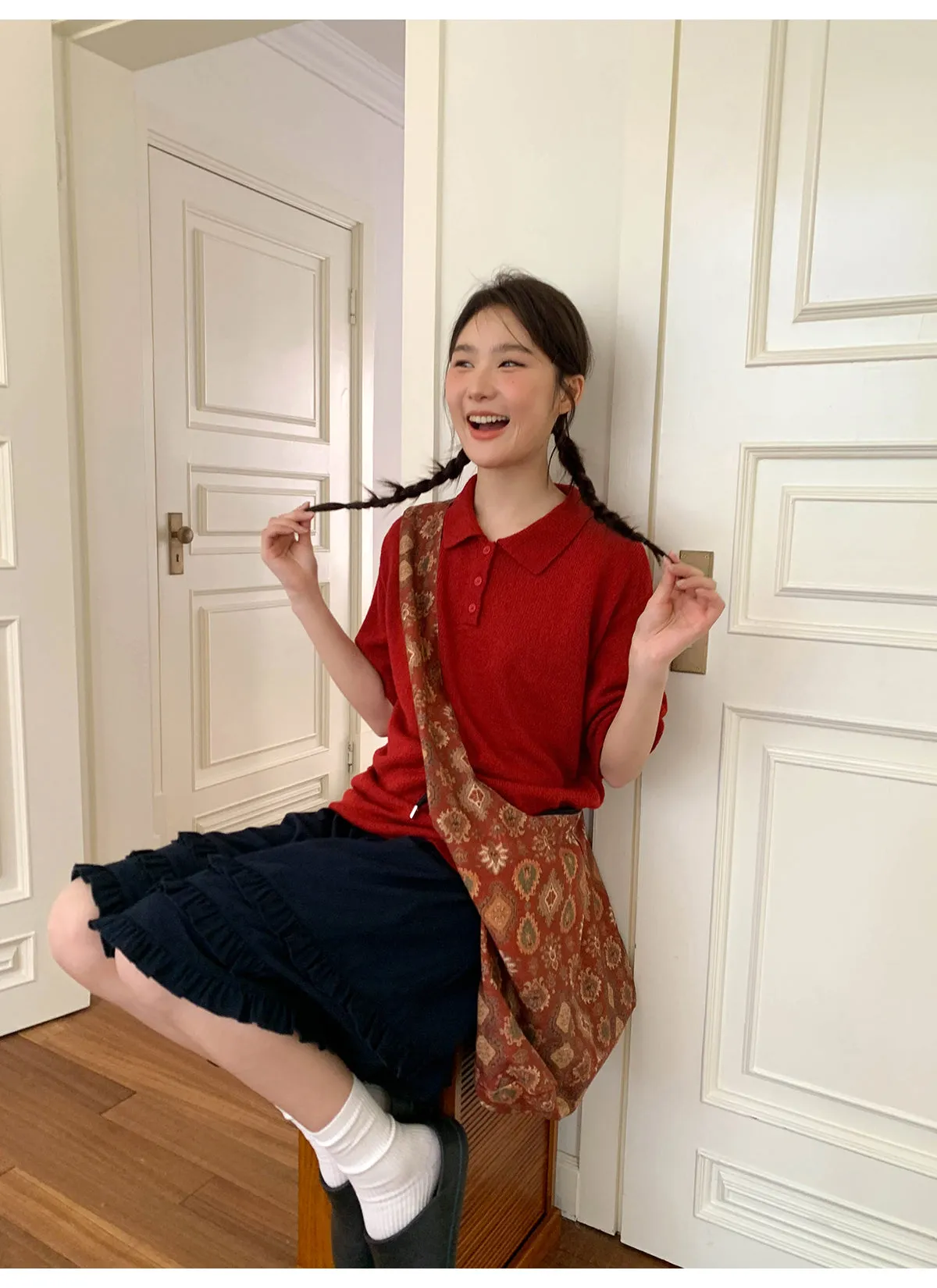 Wooden ear pleat skirt