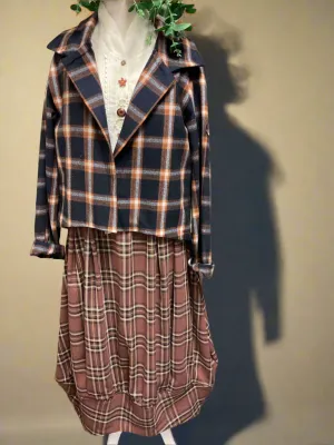 Wool Jacket - NAVY & RUST CHECK