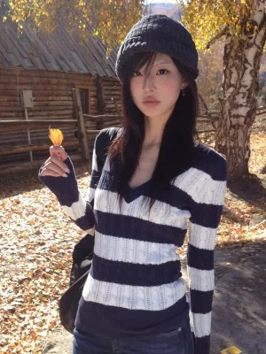 Y2K Striped Knitted Sweater