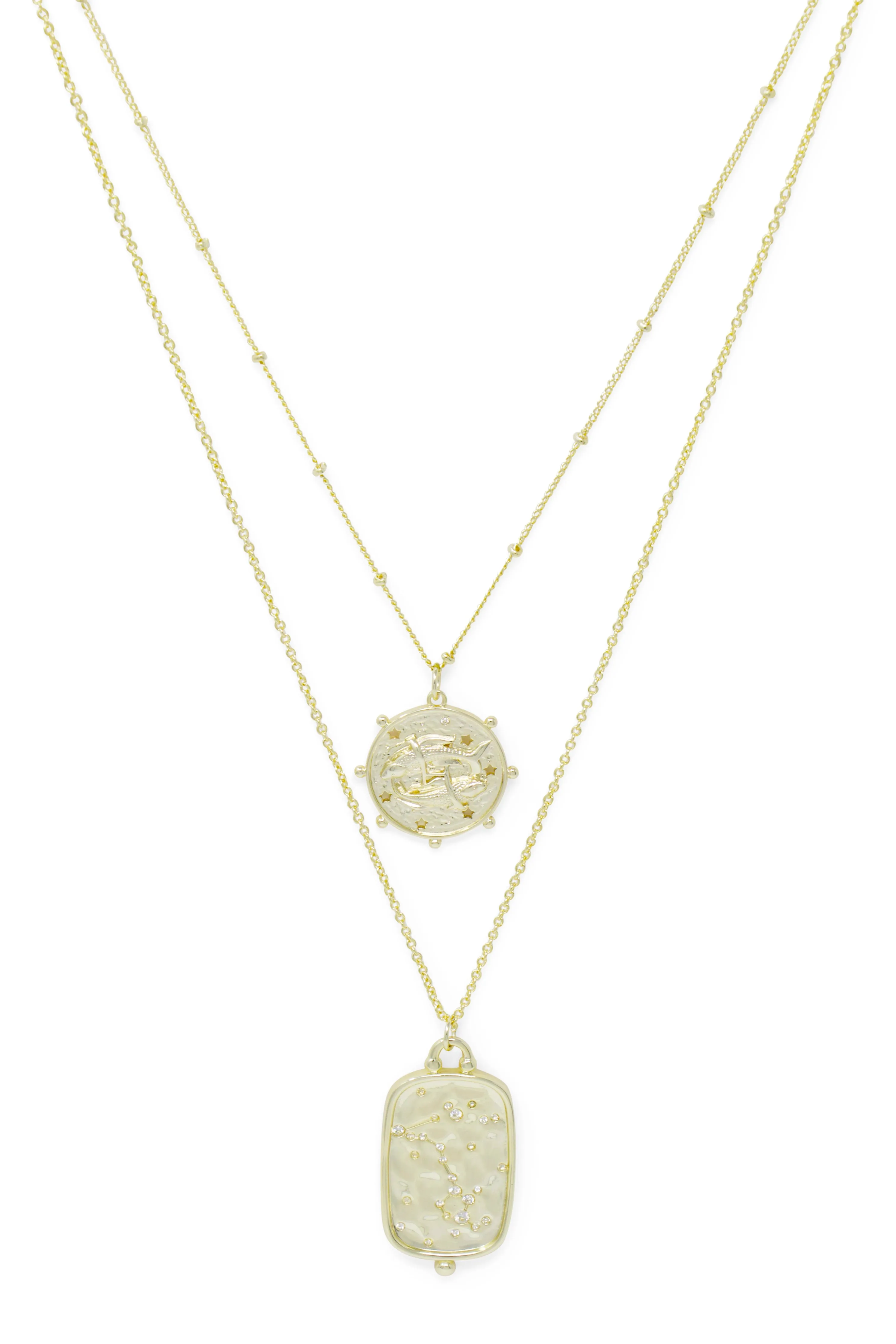 Zodiac Layered Necklace, Pisces